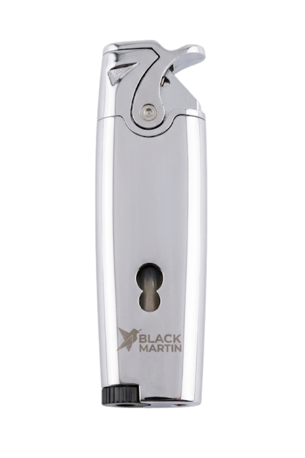 TR9571,Black Martin Tek Torch Pürmüz Gümüş Metal Puro Çakmağı