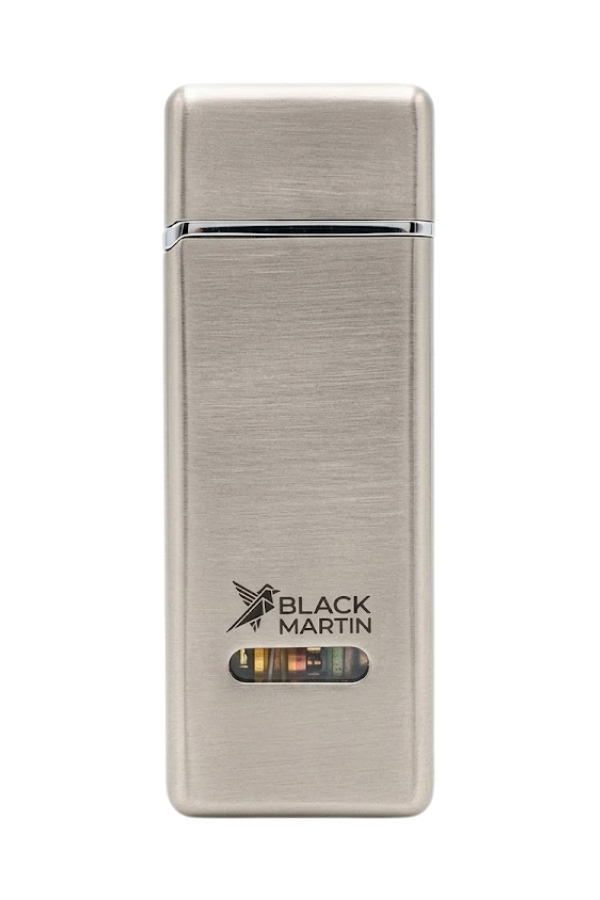TR9558,Black Martin Tek Torch Pürmüz Gümüş Metal Puro Çakmağı