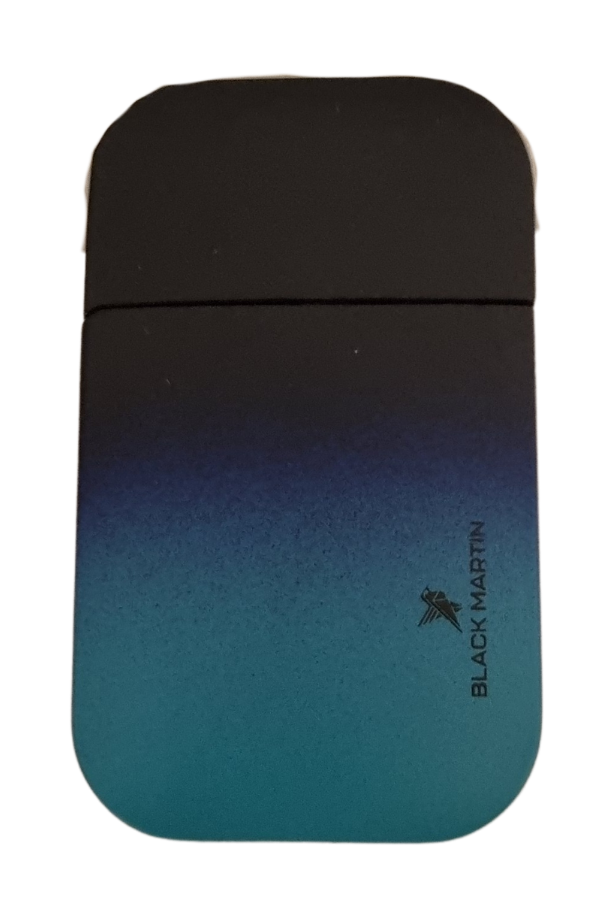 TR7816,Black Martin Tek Torch Pürmüz Siyah-Mavi Metal Puro Çakmağı