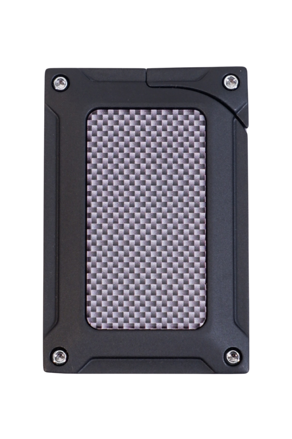 TR9446,Caseti Tek Torch Pürmüz Siyah Karbon Desenli Metal Puro Çakmağı