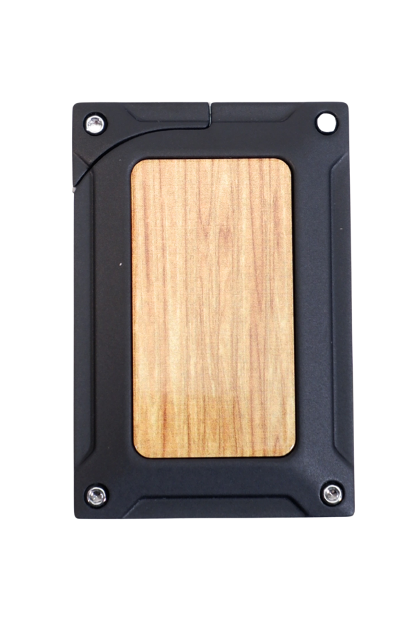 TR9447,Caseti Tek Torch Pürmüz Siyah Ahşap Desenli Metal Puro Çakmağı