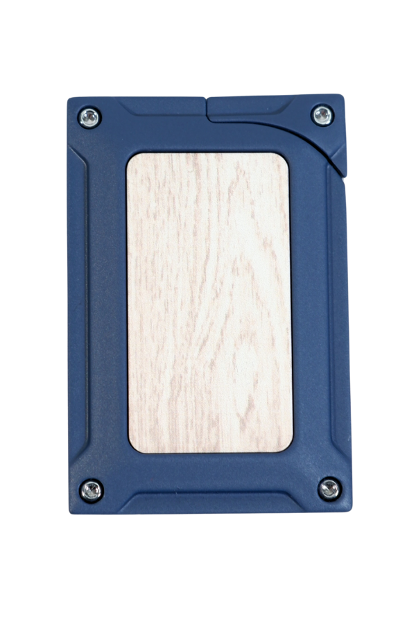 TR9448,Caseti Tek Torch Pürmüz Lacivert Ahşap Desenli Metal Puro Çakmağı