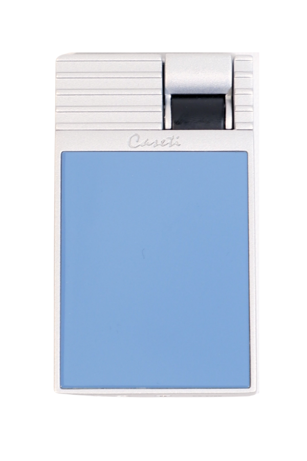 TR9464,Caseti Tek Torch Perde Alev Mavi Gümüş Metal Puro Çakmağı