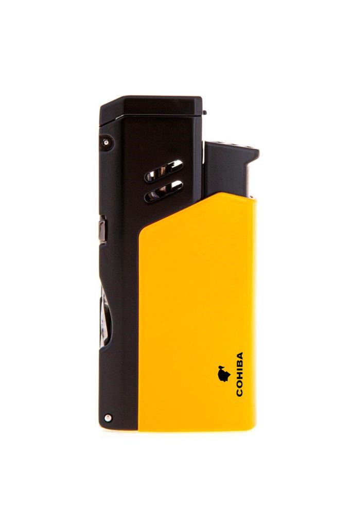 TR6680,Cohiba Sarı-Siyah Dahili Delici & İğne Tek Torch Pürmüz Puro Çakmağı