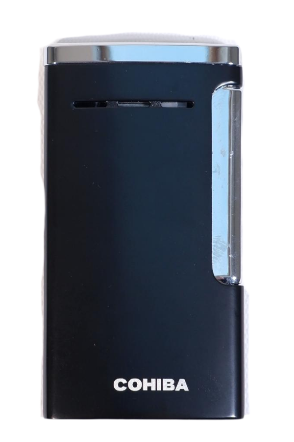 TR9624,Cohiba Tek Torch Perde Alev Slim 7 Dizayn Siyah Metal Puro Çakmağı