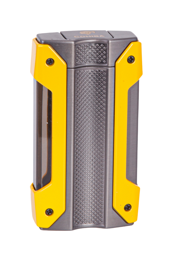 TR7859,Cohiba Tek Torch Pürmüz Sarı-Gunmetal Metal Puro Çakmağı