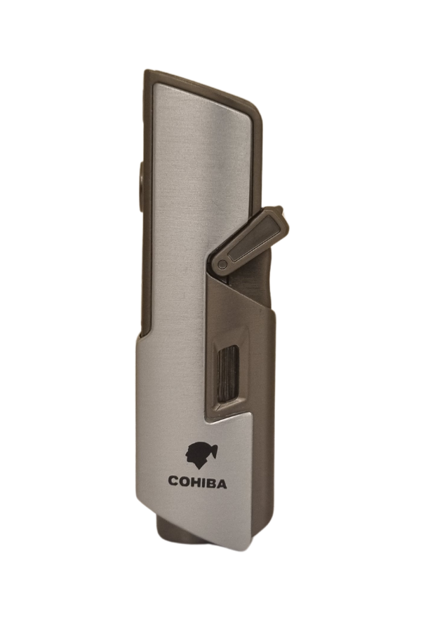 TR7949,Cohiba Tek Torch Pürmüz Gümüş-Gunmetal Dahili Delici & İğne Metal Puro Çakmağı