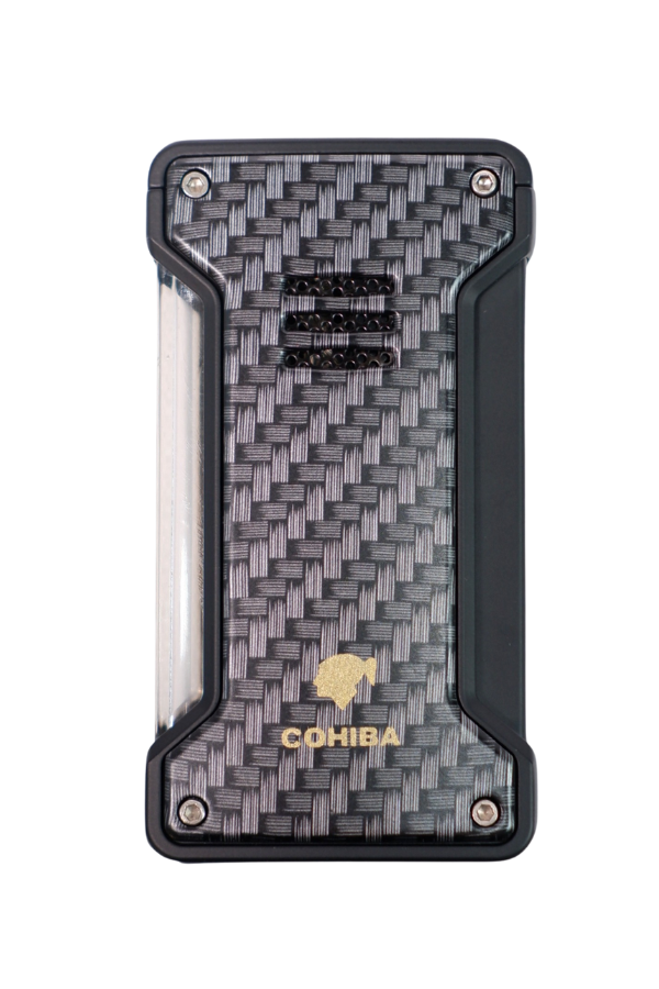 TR8964,Cohiba Tek Torch Pürmüz Siyah Karbon Desenli Puro Çakmağı