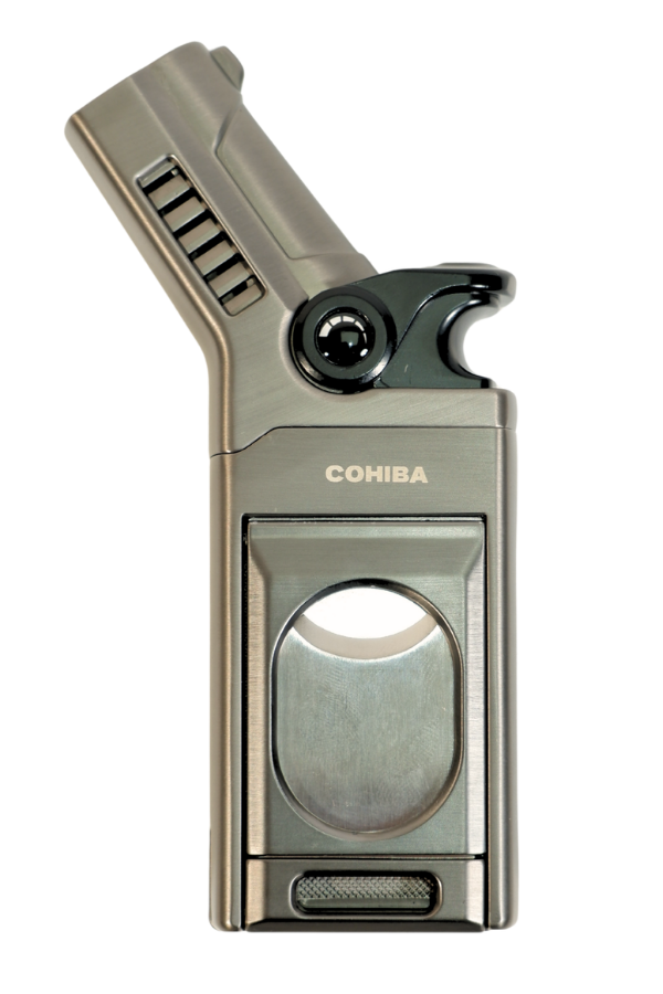 TR9482,Cohiba Tek Torch Pürmüz Dahili S-V Cut & İğneli Gunmetal Metal Puro Çakmağı