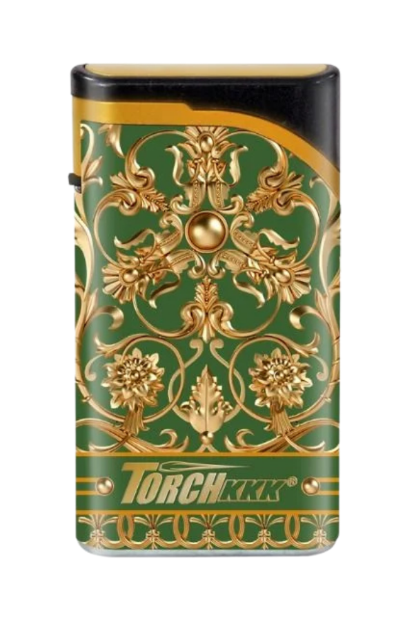 TR8054,PremiumQuality Desenli Yeşil Tek Torch Pürmüz Plastik Puro Çakmağı