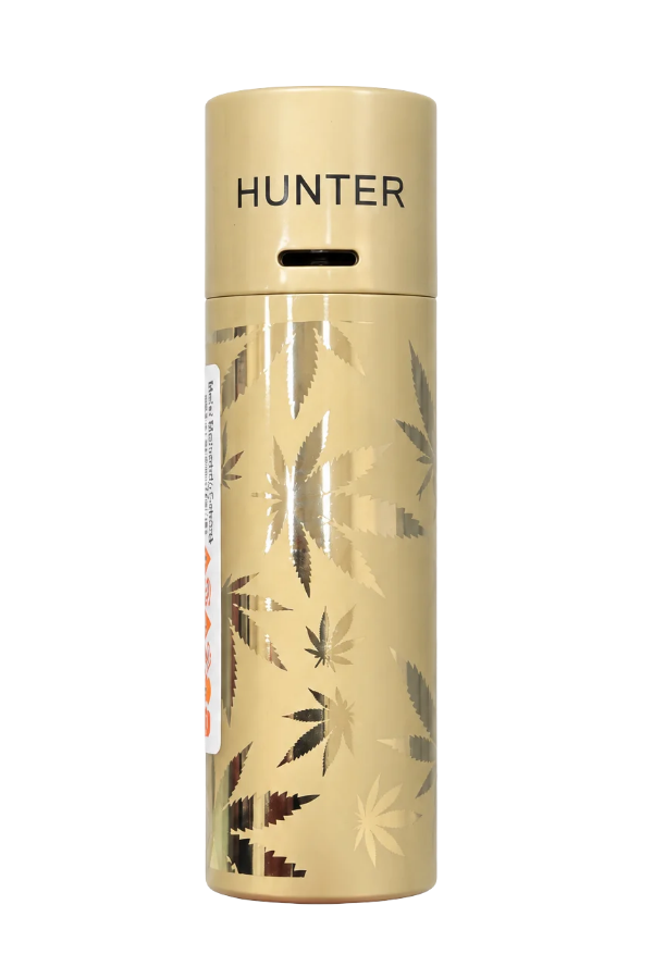 ACK059,Hunter Tek Torch Pürmüz Gold Yaprak Desenli Metal Puro Çakmağı