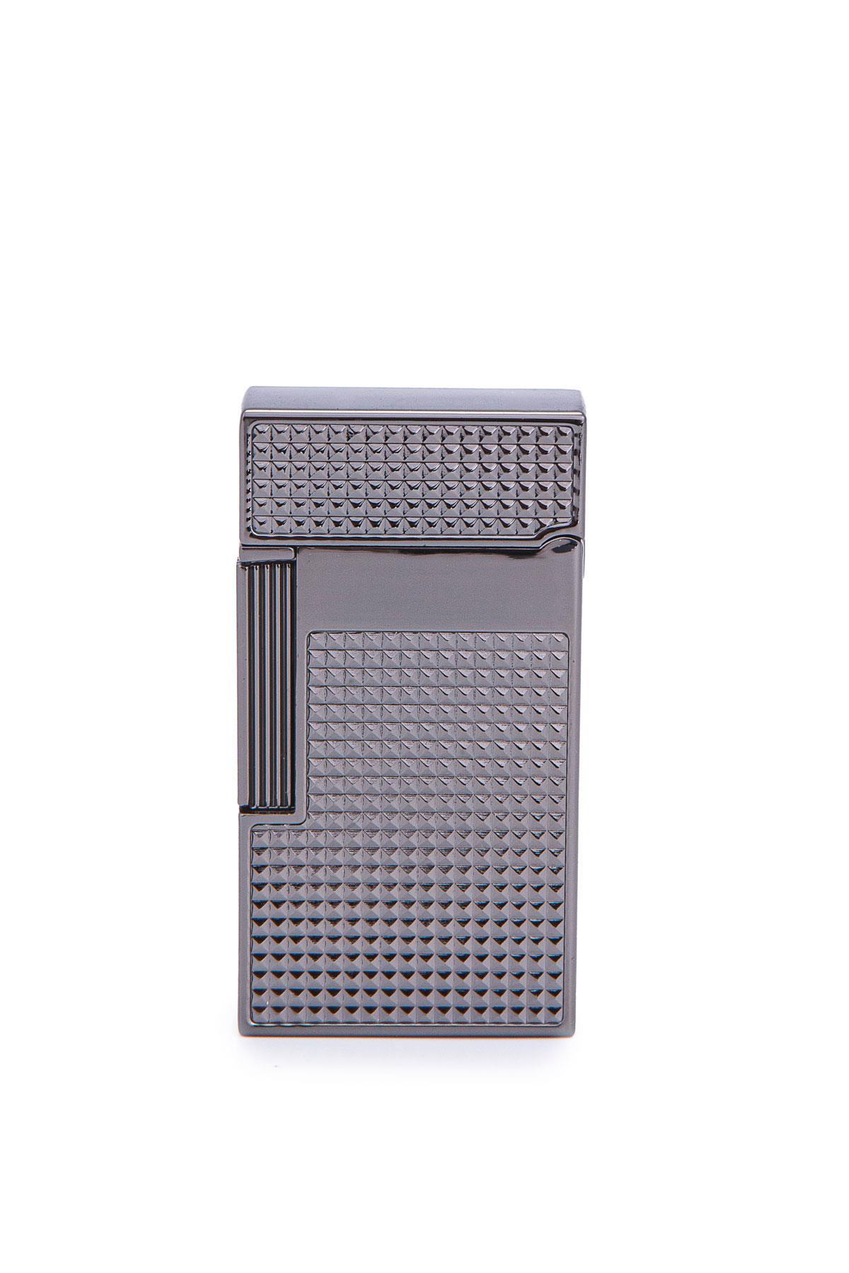 TR7244,Parmida Gunmetal İşlemeli Perde Alev Metal Puro Çakmağı