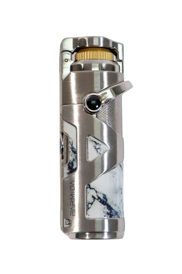 TR9220,Parmida Tek Torch Pürmüz Gümüş Mermer Desenli Metal Puro Çakmağı