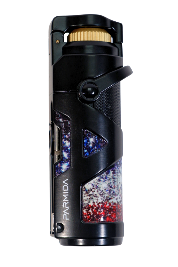 TR9218,Parmida Tek Torch Pürmüz Siyah Desenli Metal Puro Çakmağı