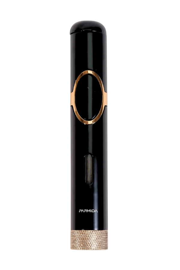 TR10037,Parmida Tek Torch Pürmüz Siyah Gold Delici Sehpahlı Metal Puro Çakmağı