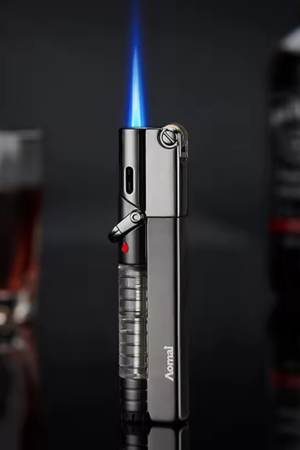 TR7640,PremiumQuality Tek Torch Pürmüz Koyu Gümüş Puro Çakmağı