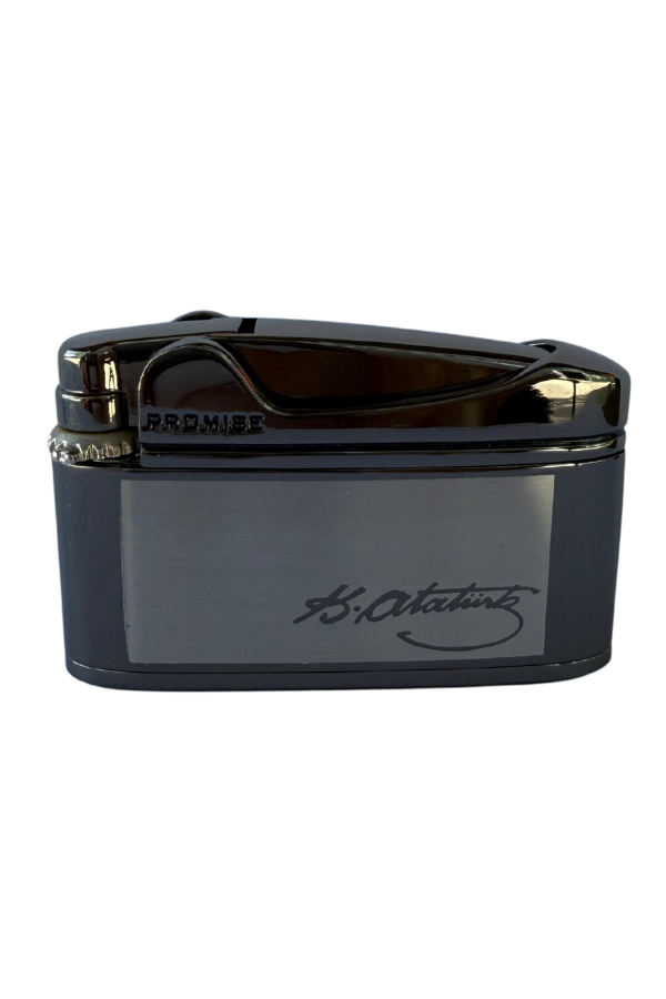TR8651,Promise Soft Flame Gunmetal Atatürk İmzalı Metal Çakmak