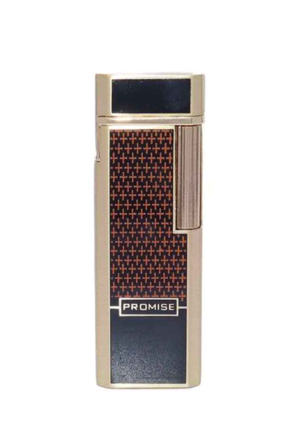 TR8614,Promise Twiggy Siyah Gold İşlemeli Metal Soft Flame Çakmak