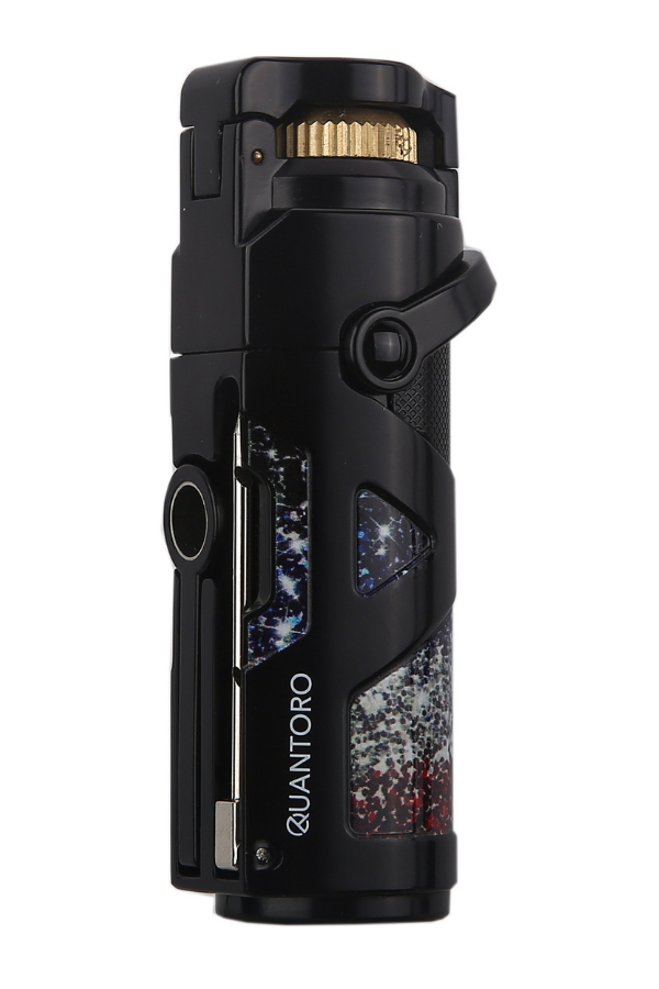 TRZ1181,Quantoro Tek Torch Pürmüz Delicili/İğneli Siyah Metal Puro Çakmağı