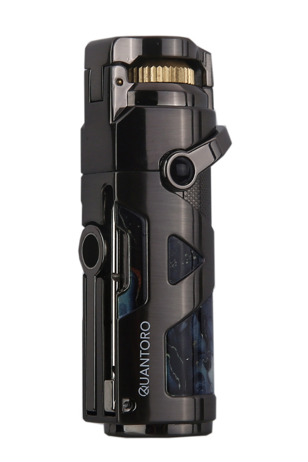 TRZ1179,Quantoro Tek Torch Pürmüz Delicili/İğneli Gunmetal Metal Puro Çakmağı