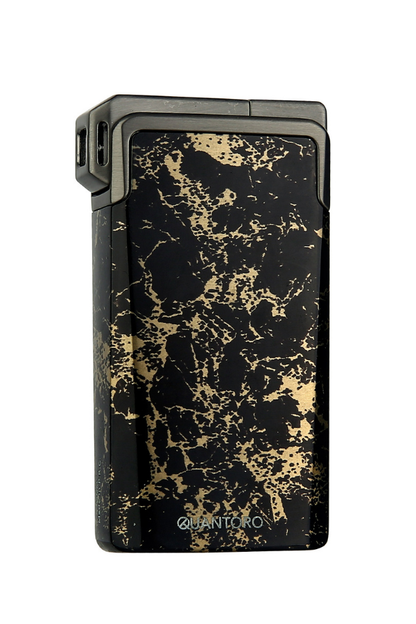 TRZ1198,Quantoro Tek Torch Pürmüz / Soft Flame Siyah Sarı Desenli Metal Puro Çakmağı