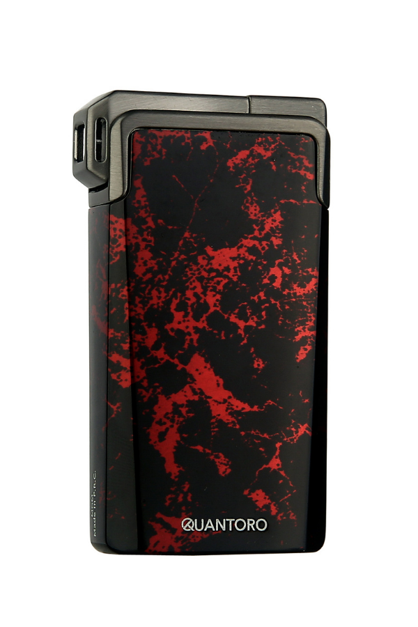 TRZ1195,Quantoro Tek Torch Pürmüz / Soft Flame Kırmızı Desenli Metal Puro Çakmağı