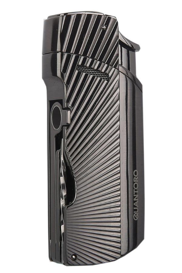 TRZ1187,Quantoro Tek Torch Pürmüz Delicili/İğneli Gunmetal Metal Puro Çakmağı