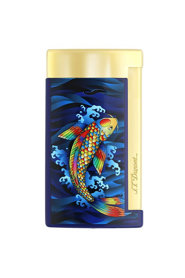 TR7391,S.T. Dupont Slim 7 Koifish Gold-Lacivert Puro Çakmağı 27797