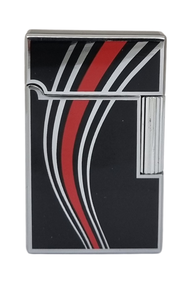 TR7690,Vindiesel Soft Flame Siyah-Gümüş-Kırmızı Desenli Çakmak