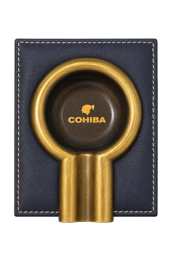 TR9951,Cohiba Lacivert Gold Deri Kenarlı Tekli Puro Küllüğü