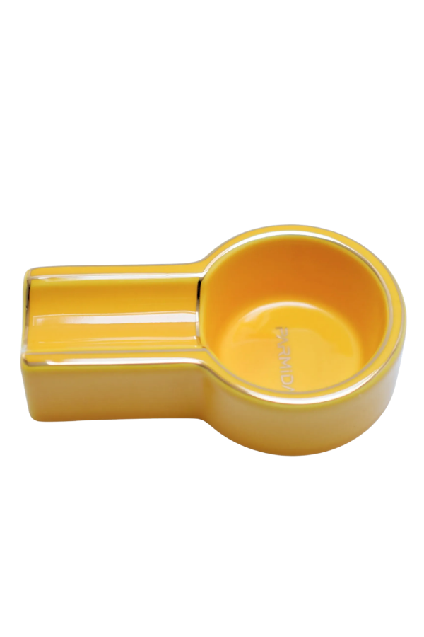 TR9706,Parmida Sarı Gold Şeritli Tekli Porselen Puro Küllüğü