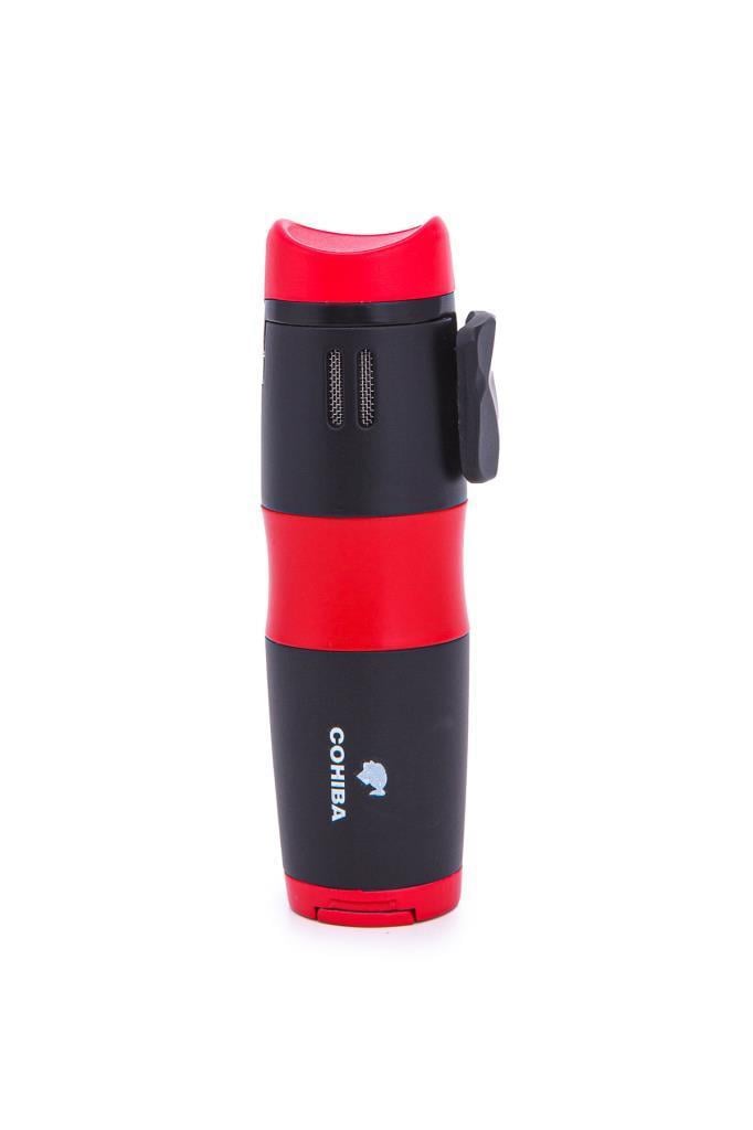 TR7201,Cohiba 3 Torch Pürmüz Kırmızı-Siyah Metal Puro Çakmağı