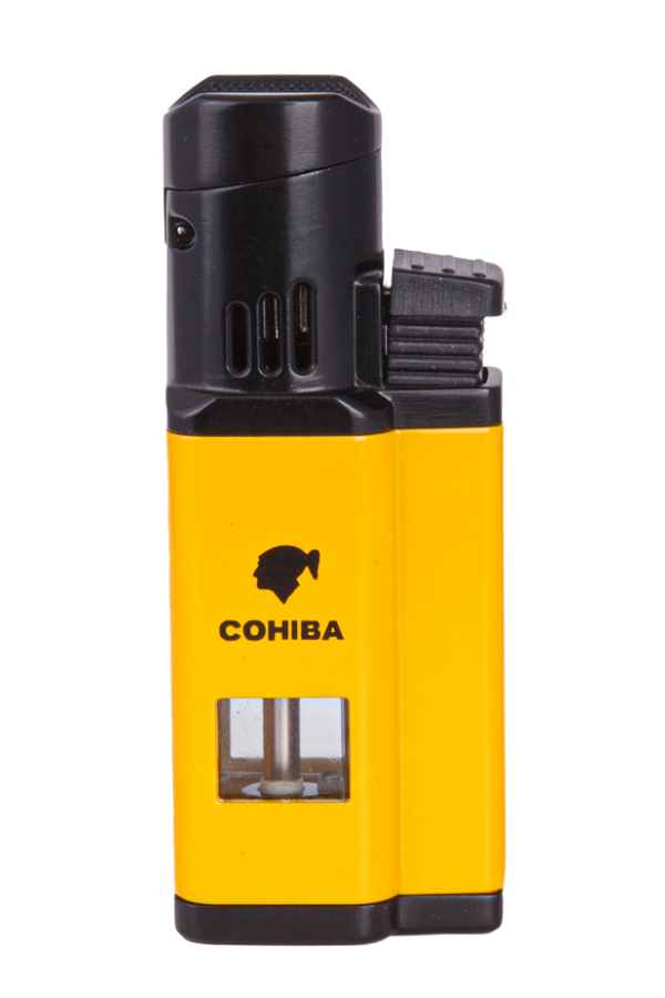 TR7911,Cohiba 3 Torch Pürmüz Sarı-Siyah Metal Puro Çakmağı
