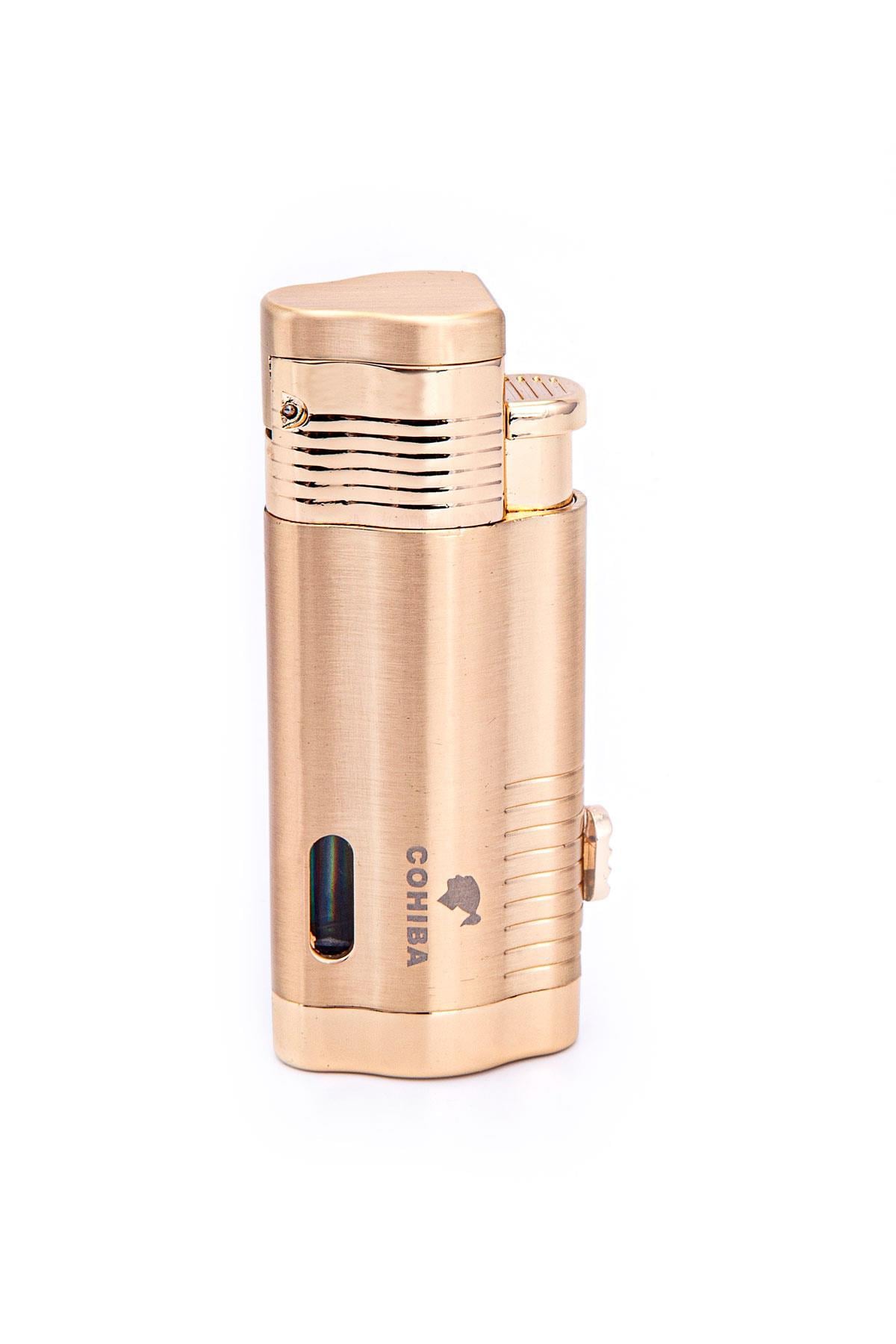 TR7232,Cohiba 3 Torch Pürmüz Gold Metal Puro Çakmağı