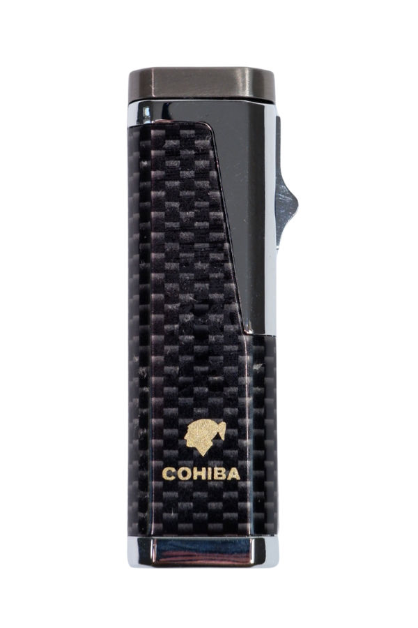 TR9031,Cohiba 3 Torch Pürmüz Siyah Karbon Desenli Puro Çakmağı