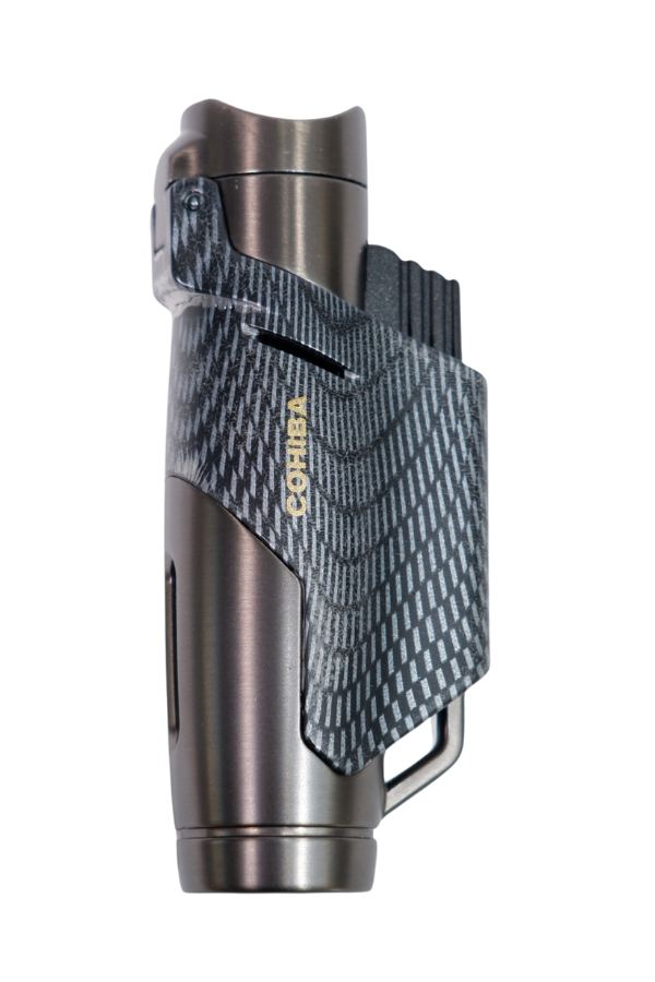 TR9002,Cohiba 3 Torch Pürmüz Siyah - Gunmetal Karbon Desenli Puro Çakmağı