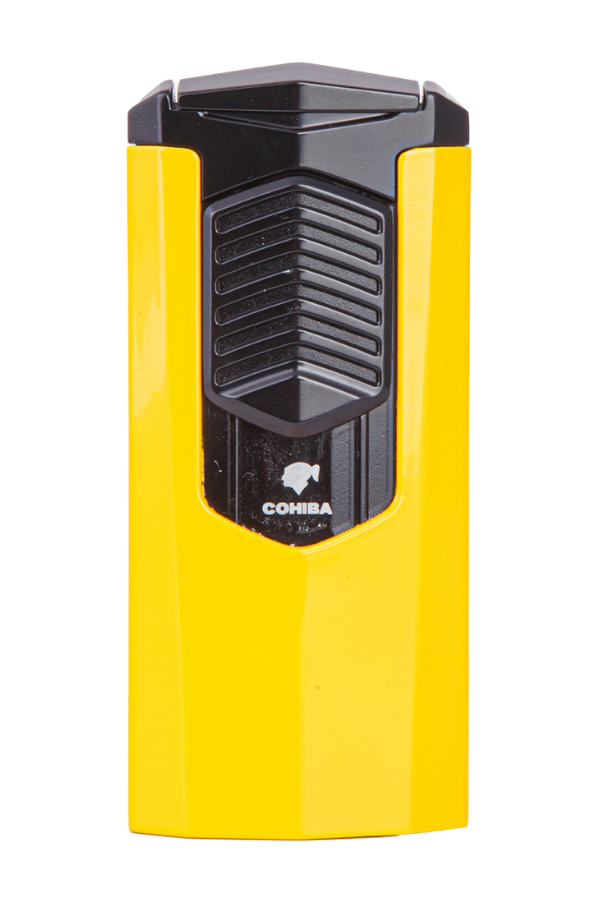 TR7947,Cohiba 3 Torch Pürmüz Sarı-Siyah Metal Puro Çakmağı