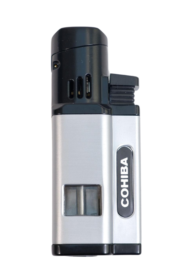 TR9579,Cohiba 3 Torch Pürmüz Delicili Gümüş Siyah Metal Puro Çakmağı