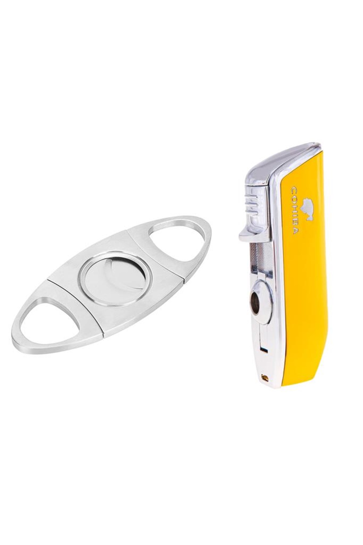 CHBPKT4,Cohiba Sarı Üç Torch Çakmak Ve Metal Kesici Set