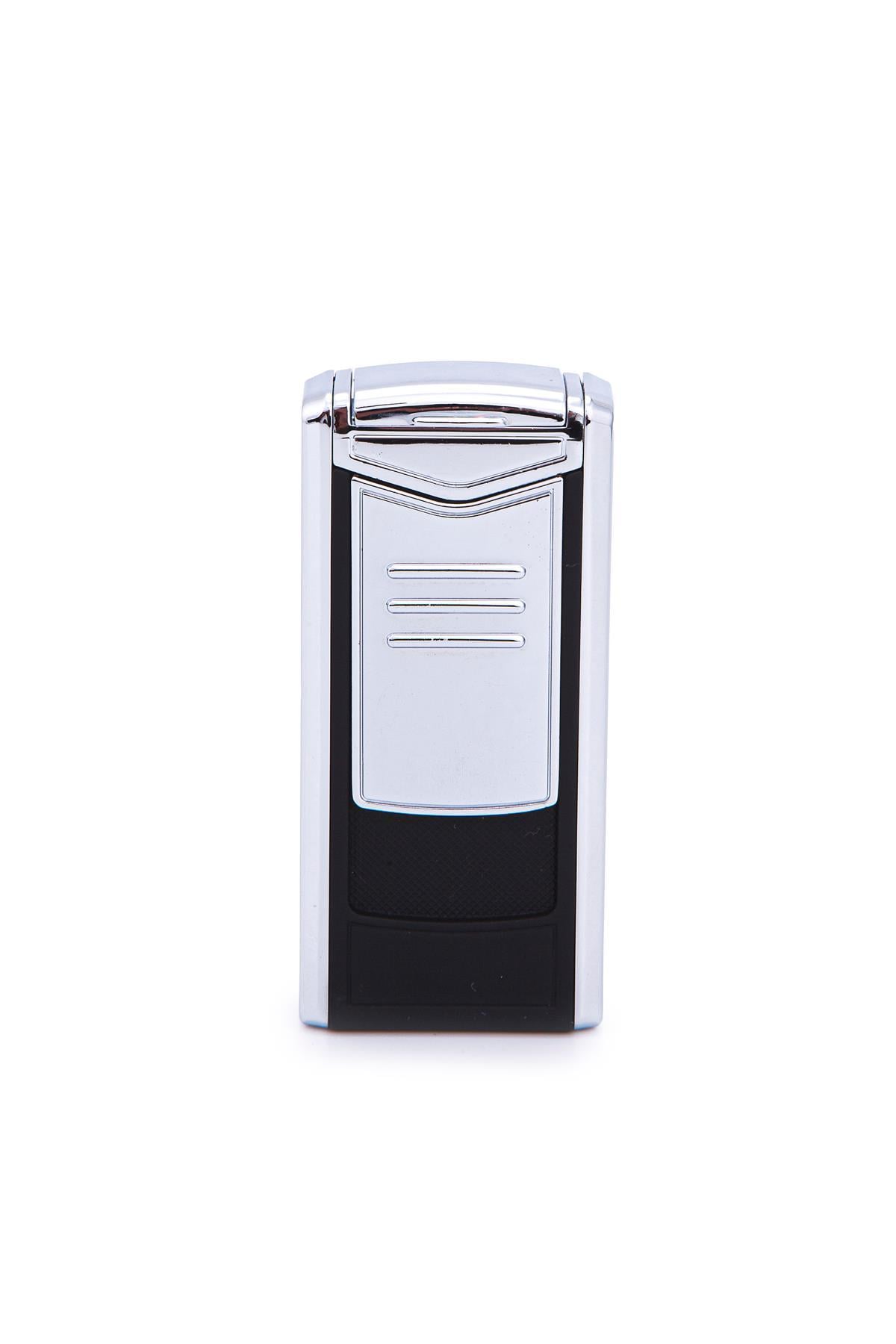 TR7186,Parmida 3 Torch Pürmüz Mat Siyah-Gümüş Metal Puro Çakmağı