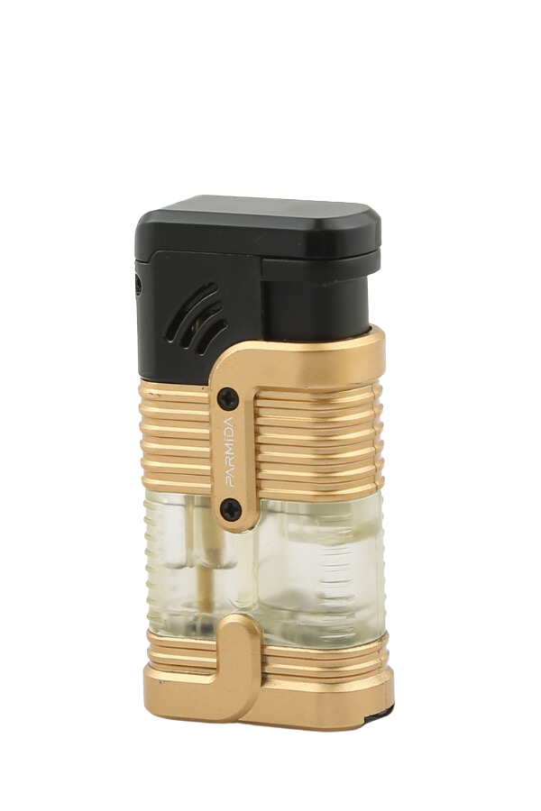 TR7258,Parmida 3 Torch Pürmüz Gold-Siyah Puro Çakmağı