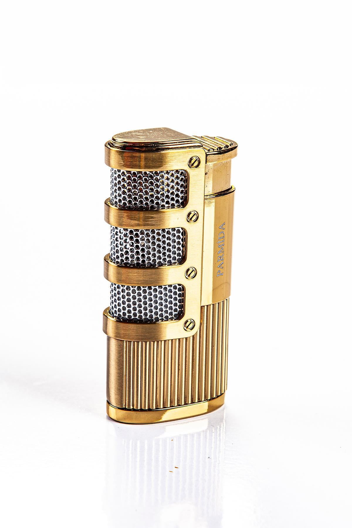 TR7233,Parmida 3 Torch Pürmüz Gold Metal Puro Çakmağı