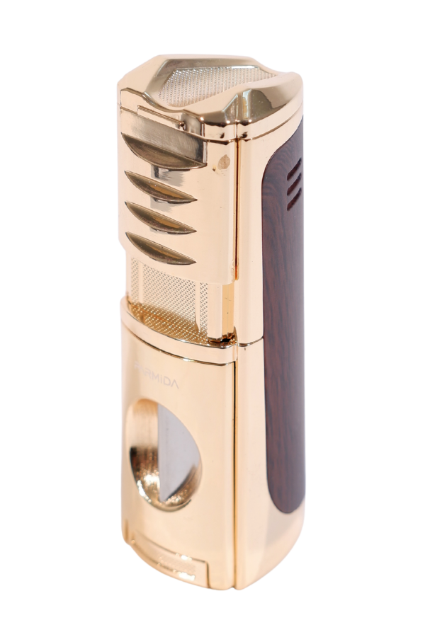 TR9525,Parmida 3 Torch Pürmüz Kesici & Delicili Gold Metal Puro Çakmağı