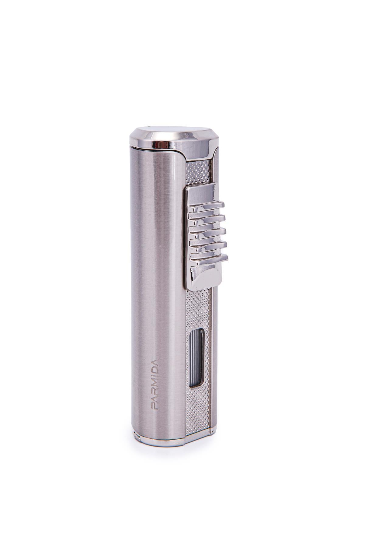 TR7197,Parmida 3 Torch Pürmüz Metal Gümüş Puro Çakmağı