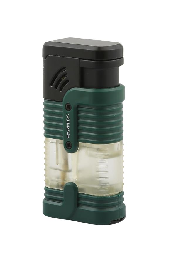 TR7259,Parmida 3 Torch Pürmüz Yeşil-Siyah Puro Çakmağı