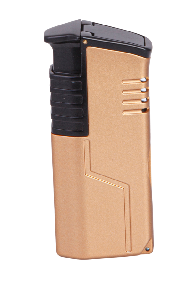 TR7864,Parmida 3 Torch Pürmüz Gold-Siyah Metal Puro Çakmağı