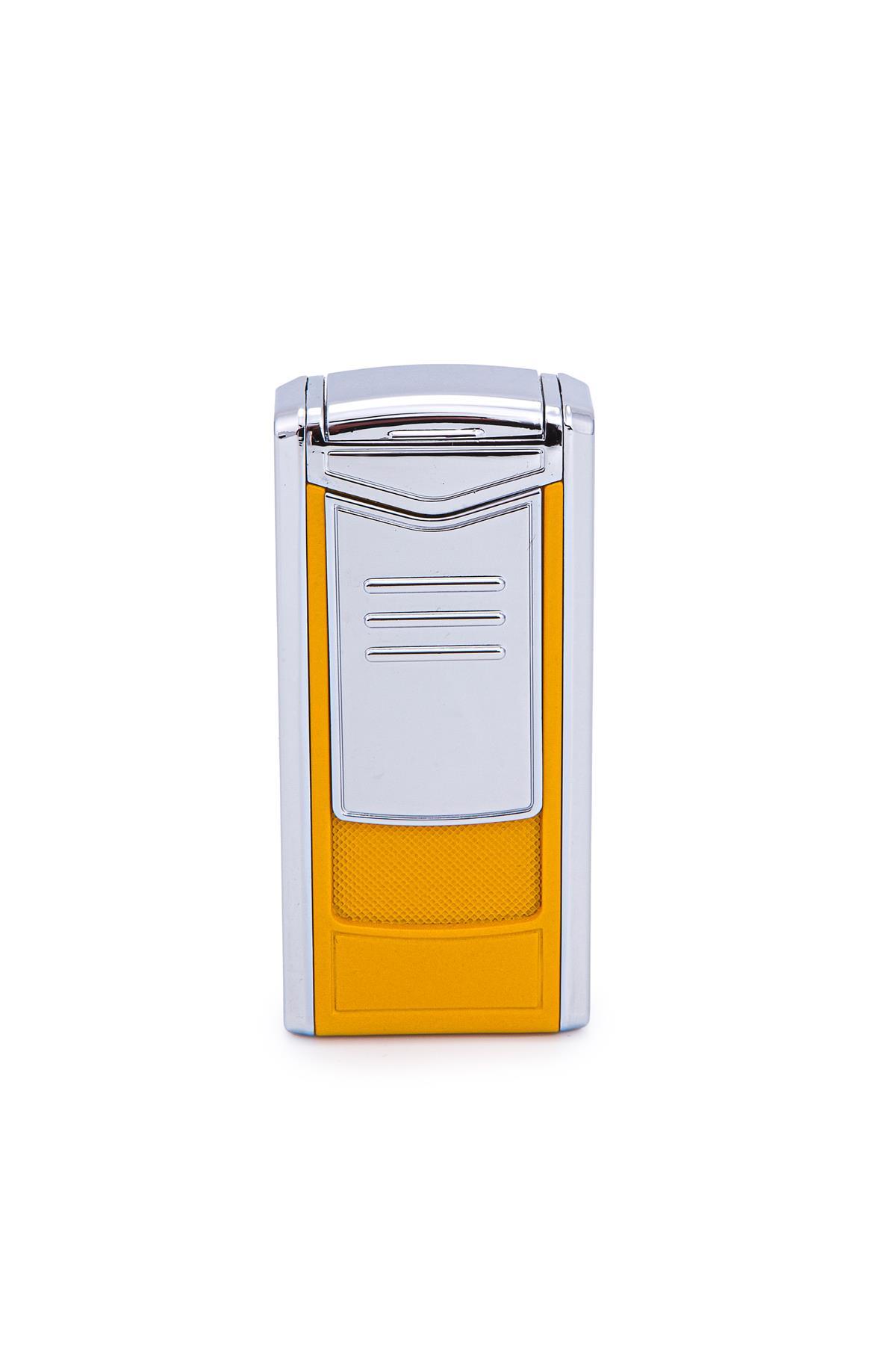 TR7188,Parmida 3 Torch Pürmüz Sarı-Gümüş Metal Puro Çakmağı
