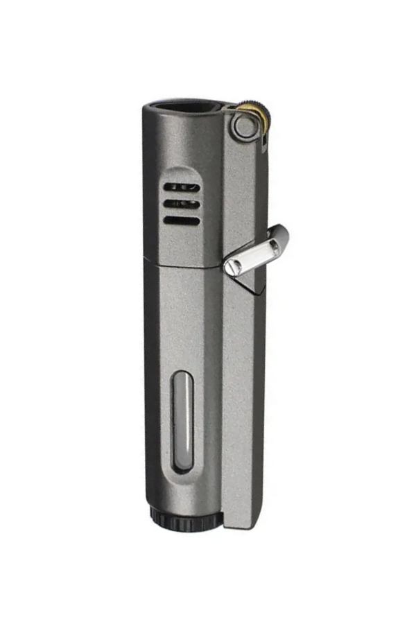TR8586,PremiumQuality Parlak Gunmetal 3 Torch Pürmüz Metal Puro Çakmağı