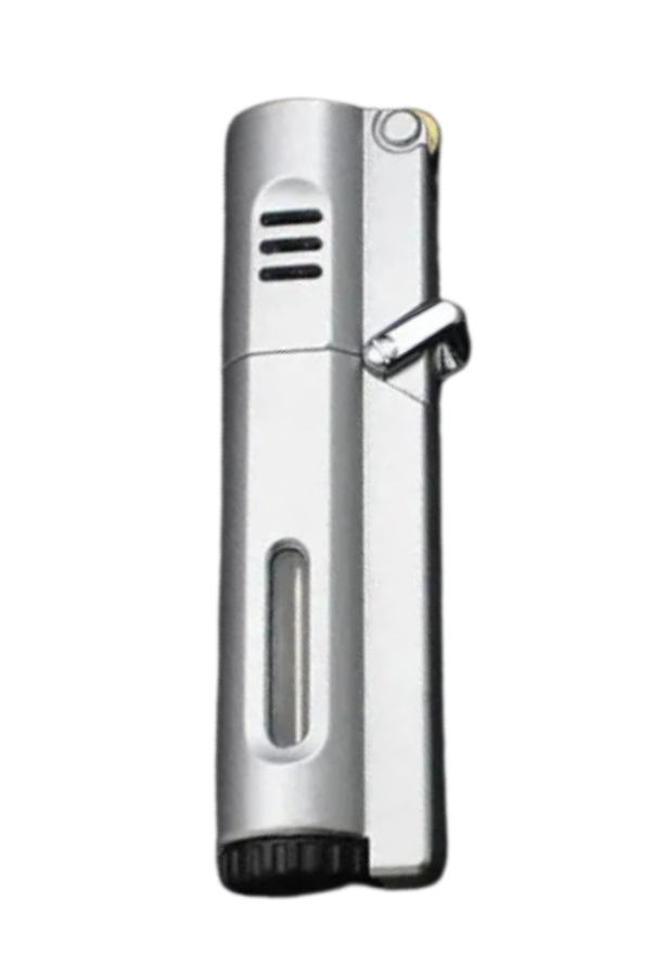 TR8584,PremiumQuality Gümüş 3 Torch Pürmüz Metal Puro Çakmağı