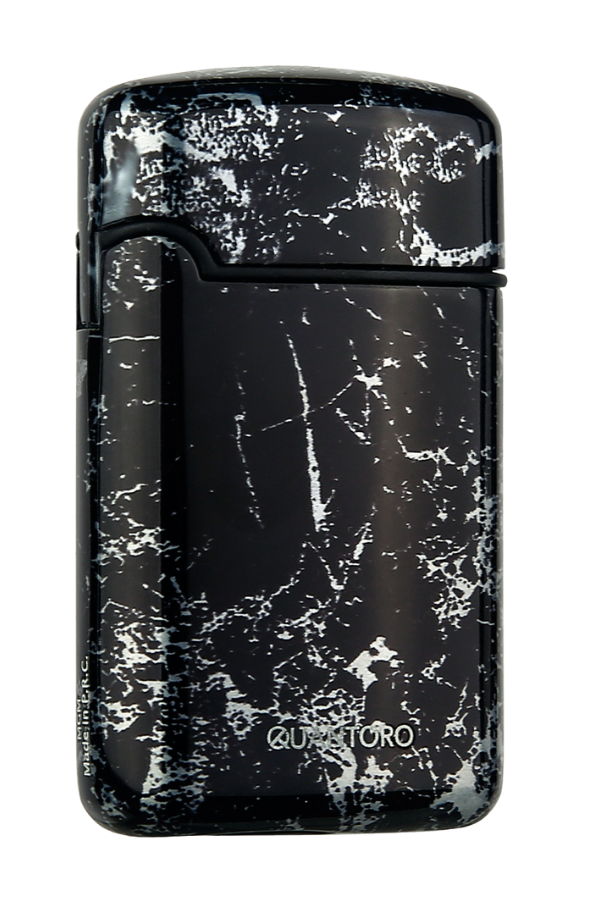 TRZ1116,Quantoro Üç Torch Pürmüz Delicili Siyah Gümüş Desenli Metal Puro Çakmağı